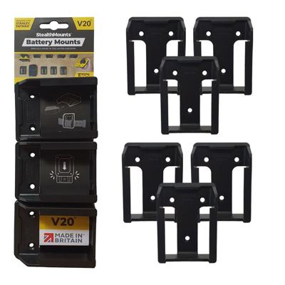 Stealthmounts Batterijhouders voor Stanley V20 | Zwart | 6 stuks - BM-ST20-BLK-6