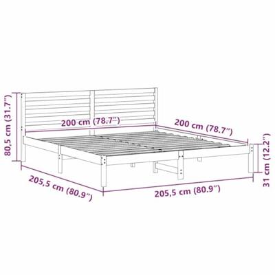 Bedframe met hoofdeinde Bruin 200 x 200 cm Massief grenenhout