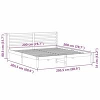 Bedframe met hoofdeinde Wit 200 x 200 cm Massief grenenhout - thumbnail
