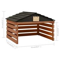 Overkapping voor grasmaaier 78x74x54 cm vurenhout zwart bruin - thumbnail