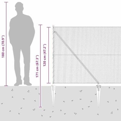 VidaXL Afrasteringspaal zilver 10 x 1,2 m (13 mm gaas) staal