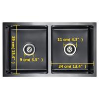 VidaXL Gootsteen handgemaakt roestvrij staal zwart - thumbnail