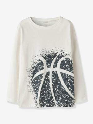 T-shirt voor jongens met voetbalmotief NAME IT ecru