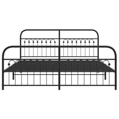 Bedframe met hoofd- en voeteneinde metaal zwart 183x213 cm