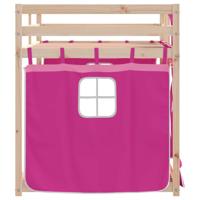 Stapelbed met gordijnen 75x190 cm grenenhout roze - thumbnail