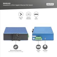 Digitus DN-651153 Industrial Ethernet Switch 8 + 4 poorten 10 / 100 / 1000 MBit/s PoE-functie - thumbnail