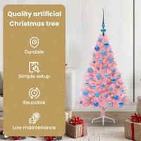 VidaXL Kunstmatig voorverlicht kerstboom met 150 led roze 120 cm pvc - thumbnail