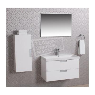 Wiesbaden badmeubel 80 +keramische wastafel + spiegel + zijkast wit Wiesbaden badmeubel 80 +keramische wastafel + spiegel + zijkast wit