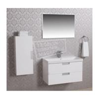 Wiesbaden badmeubel 80 +keramische wastafel + spiegel + zijkast wit - thumbnail