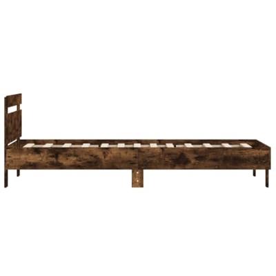Bedframe met hoofdeinde bewerkt hout gerookt eiken 100x200 cm