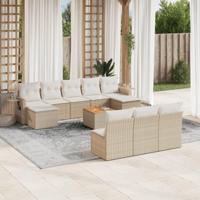 11-delige Tuinset met kussens poly rattan beige - thumbnail