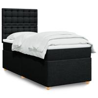 Boxspring met matras stof zwart 90x190 cm - thumbnail