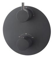 Wiesbaden Caral Rond afbouwdeel inbouwthermostaat 2 weg mat zwart - thumbnail