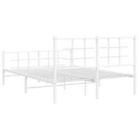 Bedframe met hoofd- en voeteneinde metaal wit 135x190 cm - thumbnail