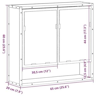 Badkamerspiegelkast 65x20x60 cm bewerkt hout bruin eikenkleurig