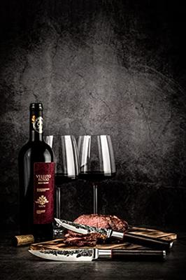 Set van 4 steakmessen - GESMEED - SEBRA - Japans 440C staal - Dalbergia houten handvat