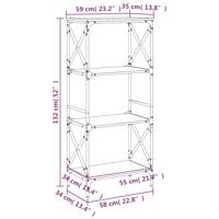 Boekenkast 4-laags 59x35x132 cm bewerkt hout gerookt eikenkleur - thumbnail