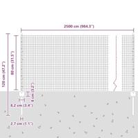 VidaXL Hek met paal zilver 0,8 x 25 m staal - thumbnail
