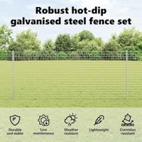 VidaXL Afrasteringspaal 22 pcs zilver 140 cm staal - thumbnail