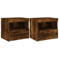 Nachtkastjes met LED-verlichting 2 st 50x40x45 cm gerookt eiken - thumbnail