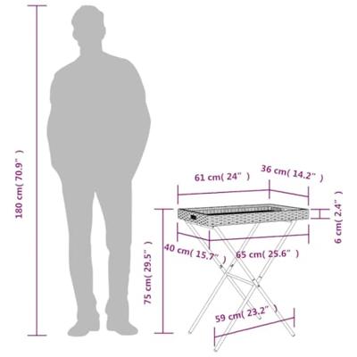 Dienbladtafel inklapbaar 65x40x75 cm poly rattan grijs - thumbnail