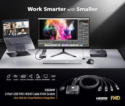 ATEN CS22HF KVM-switch Zwart