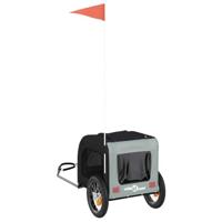 Hondenfietstrailer oxford stof en ijzer grijs en zwart - thumbnail