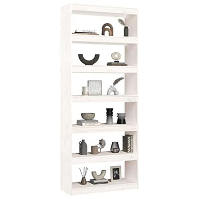 Boekenkast/kamerscherm 80x30x199,5 cm massief grenenhout wit - thumbnail