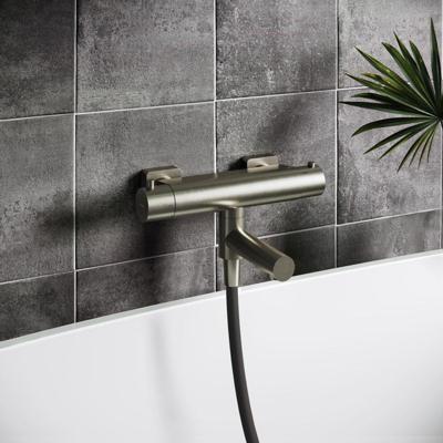 Badkraan Hotbath Gal Opbouw Thermostaatkraan Met Wegdraaibare Uitloop Geborsteld Nikkel PVD