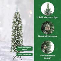 VidaXL Kunstmatige slanke kerstboom met 150 led groen en wit 120 cm - thumbnail