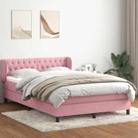 Boxspring met matras fluweel roze 140x220 cm - thumbnail
