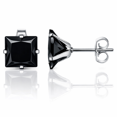 LGT JWLS Classic Stud Oorbellen Vierkant - Zwart Zilver-6mm LGT JWLS Classic Stud Oorbellen Vierkant - Zwart Zilver-6mm