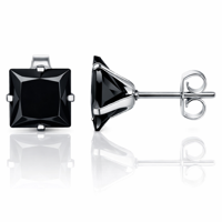LGT JWLS Classic Stud Oorbellen Vierkant - Zwart Zilver-6mm - thumbnail