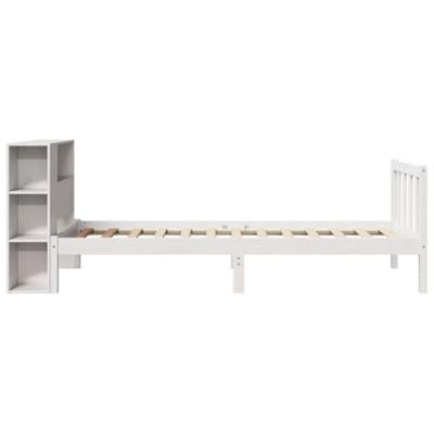 Bed met boekenkast zonder matras grenenhout wit 90x190 cm
