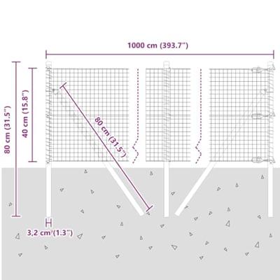 VidaXL Afrasteringspaal grijs 10 x 0,4 m (25 x 25 mm gaas) VidaXL Afrasteringspaal grijs 10 x 0,4 m (25 x 25 mm gaas)