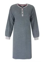 Tenderness badstof dames nachthemd lange mouw - Petrol - thumbnail