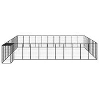 Hondenkennel 46 panelen 50x100 cm gepoedercoat staal zwart - thumbnail
