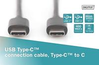 Digitus USB-kabel USB 2.0 USB-C stekker, USB-C stekker 3.00 m Zwart Flexibel, Folie afscherming, Afscherming gevlochten, Afgeschermd, Afgeschermd (dubbel), Met - thumbnail