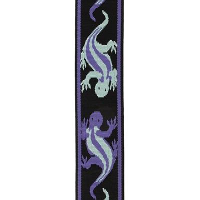 D&apos;Addario Auto Lock Woven Nylon Guitar Strap Teal Lizards gitaarband
