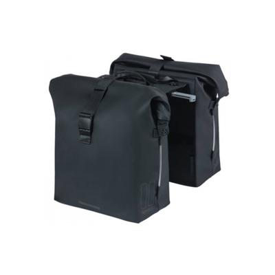 Basil soho dubbele fietstas nordlicht - waterdicht, pu, rolltopsluiting, geschikt voor mik, 41 ltr, night zwart