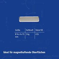Maul Neodymium magneet MAUL (b x h x d) 15 x 4 x 4 mm Rechthoekig, Staaf Zilver 4 stuk(s) 6169096 - thumbnail