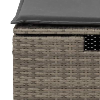 4-delige Loungeset met kussens poly rattan grijs - thumbnail
