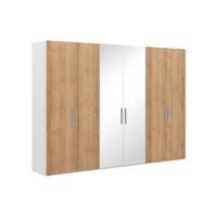 Goossens Kledingkast Easy Storage Ddk, Kledingkast 304 cm breed, 220 cm hoog, 4x draaideur en 2x spiegel draaideur midden - thumbnail
