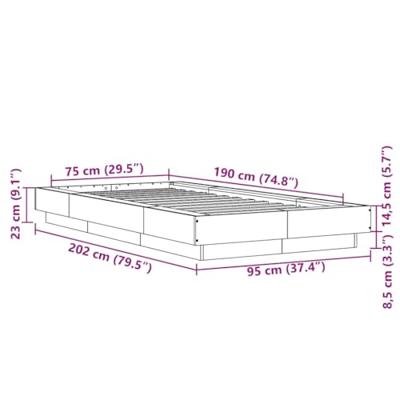 Bedframe bewerkt hout betongrijs 75x190 cm