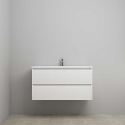 On-Line Onderkast - 100 cm - Voorgemonteerd - Acryl Wastafel - 1 Kraangat - Hoogglans Wit