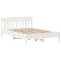Bedframe zonder matras massief grenenhout wit 140x190 cm - thumbnail