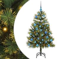 VidaXL Kunstmatige scharnier kerstboom met cones groen 150 cm - thumbnail