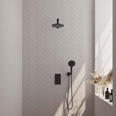 Mat zwart regendouche set 31 met 20 cm douchekop en handdouche