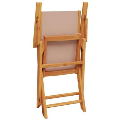 Tuinstoelen 2 st massief acaciahout en stof taupe - thumbnail