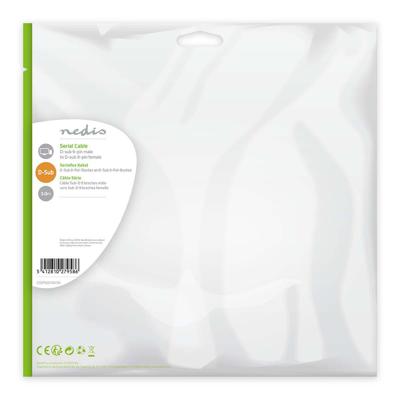 Seriële Kabel | D-SUB 9-Pins Male | D-SUB 9-Pins Female | Vernikkeld | 3.00 m | Rond | PVC | Ivoor | Polybag